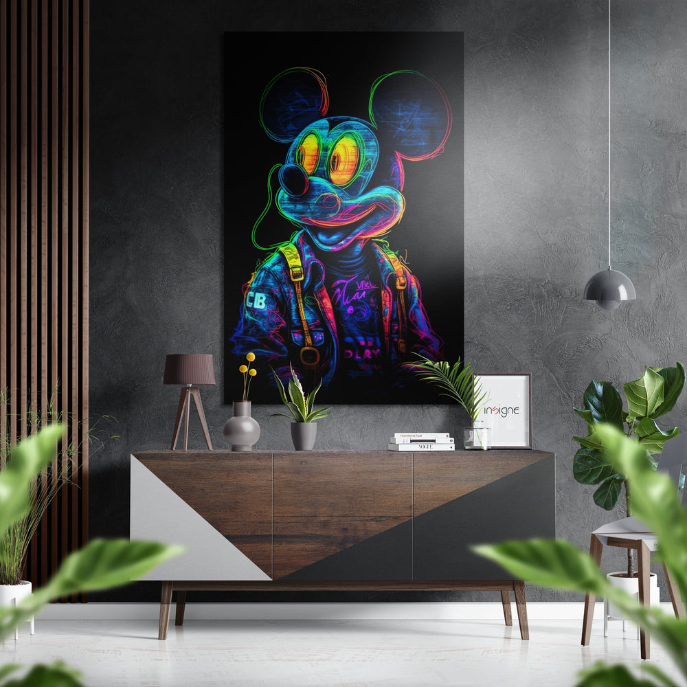 Mickey Mouse Brushed Aluminum Dibond Wall Art.