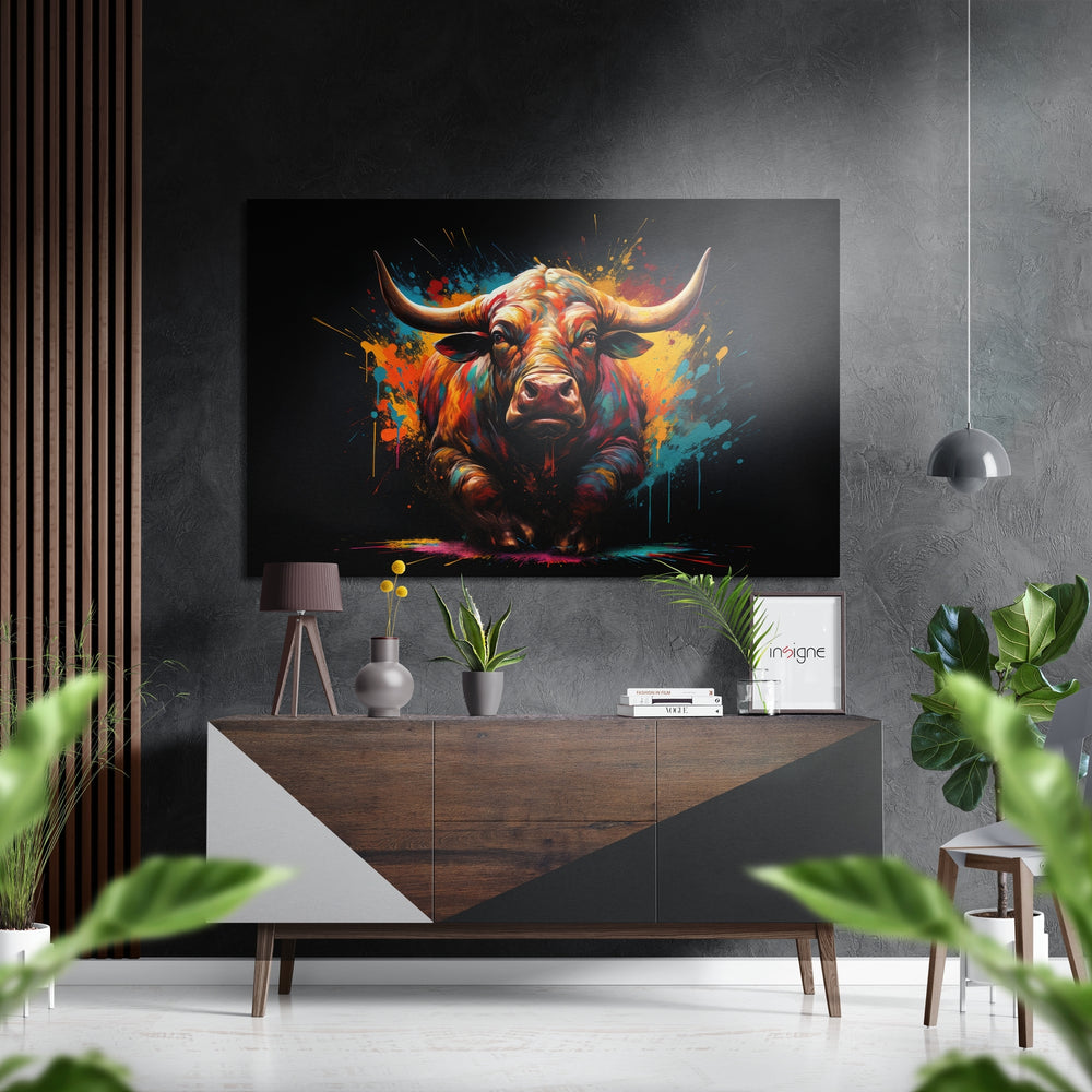 Bull Brushed Aluminum Dibond Wall Art.