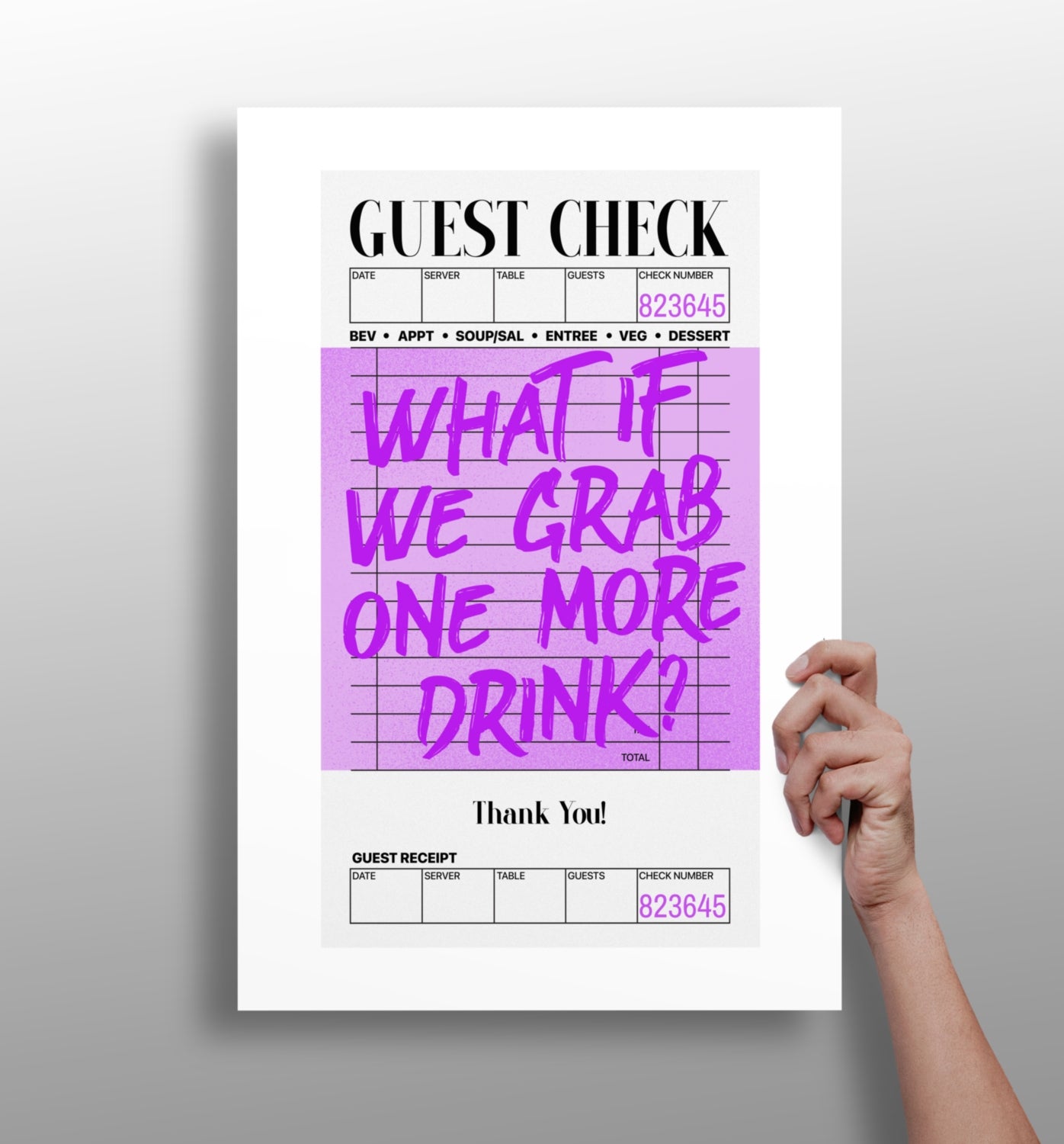 Guest Check Aluminum Print.