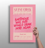 Guest Check Aluminum Print.