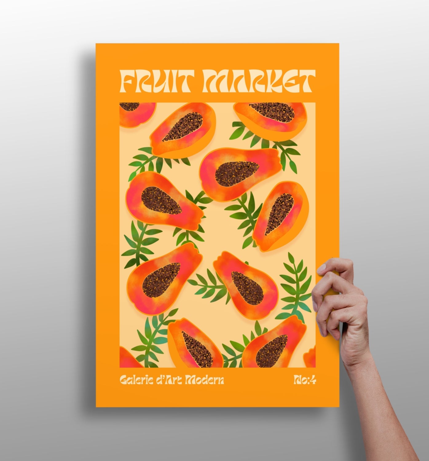 Modern Art Gallery Papayas Aluminum Print.