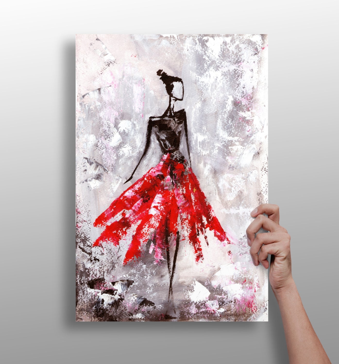 Lady in Red Dress Aluminum Print.