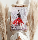 Lady in Red Dress Aluminum Print.