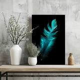 Teal Feather Aluminum Print.