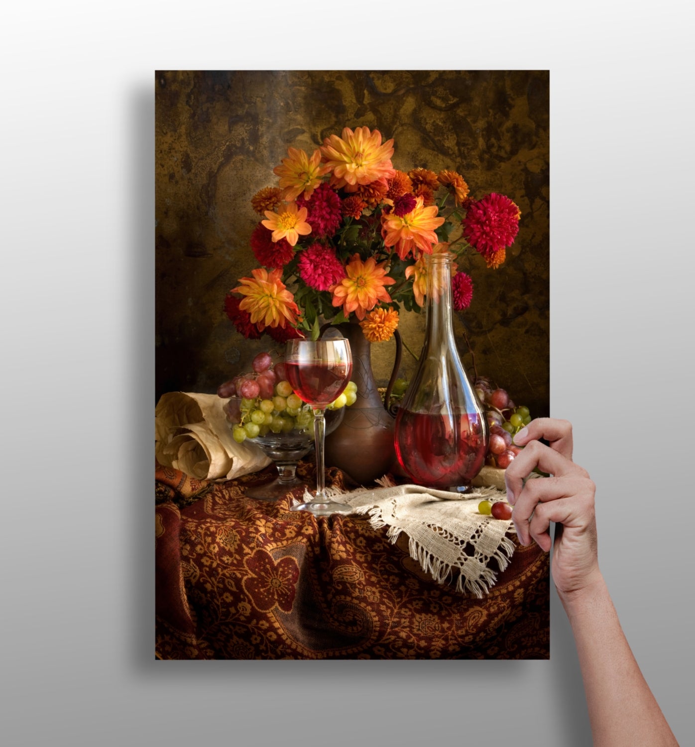 Wine and Flowers Aluminum Print.