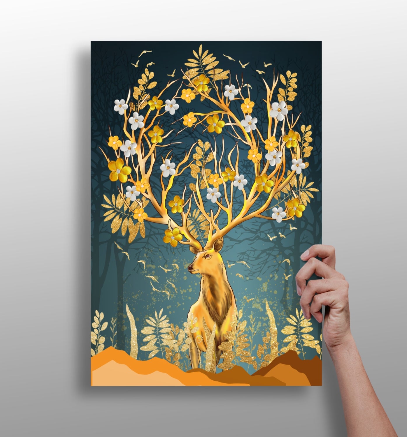 Golden Deer Aluminum Print.