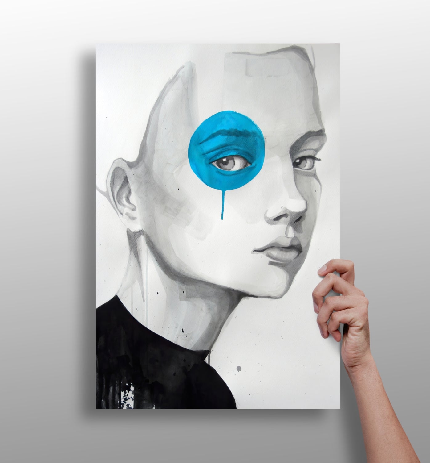 Girl With Blue Aluminum Print.