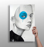 Girl With Blue Aluminum Print.