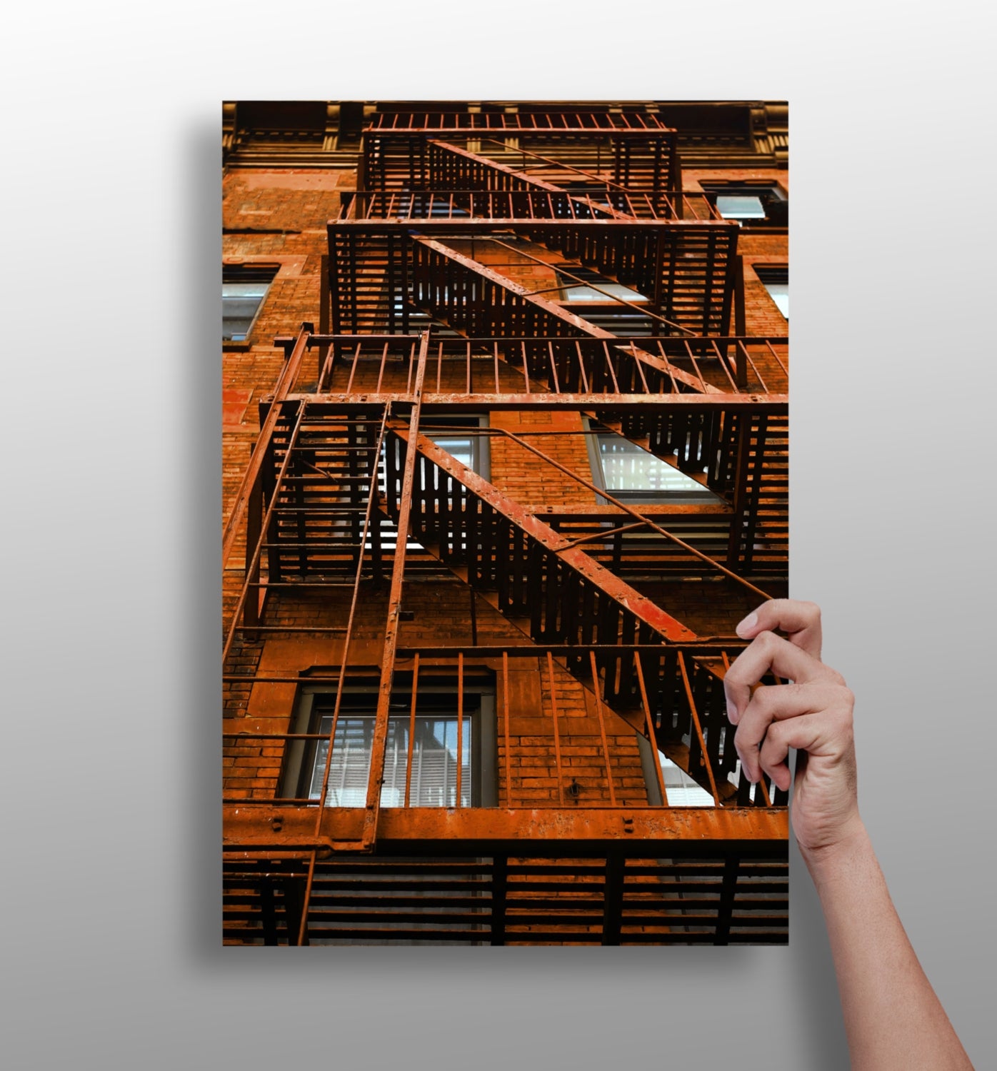 Stairs Orange Aluminum Print.