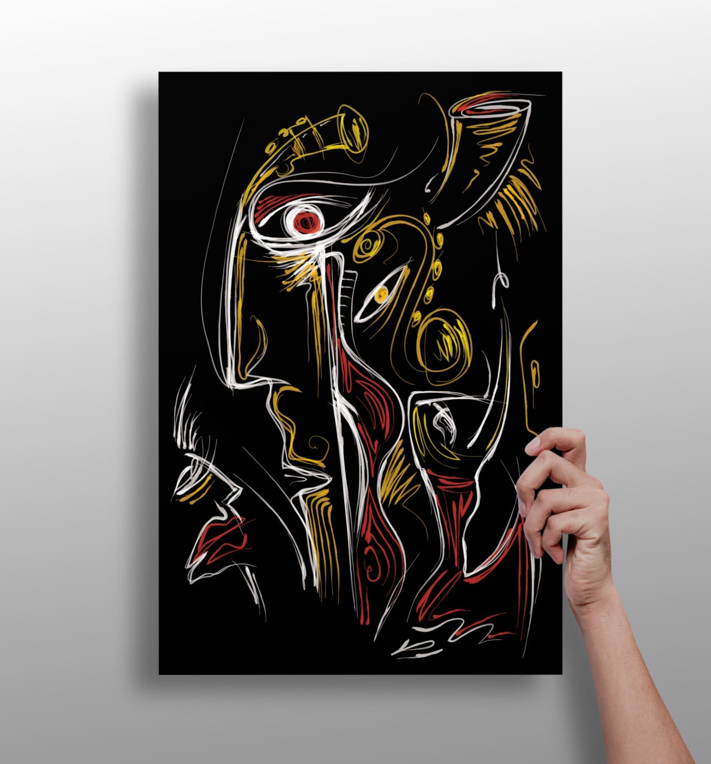 Abstract Art Faces Aluminum Print.