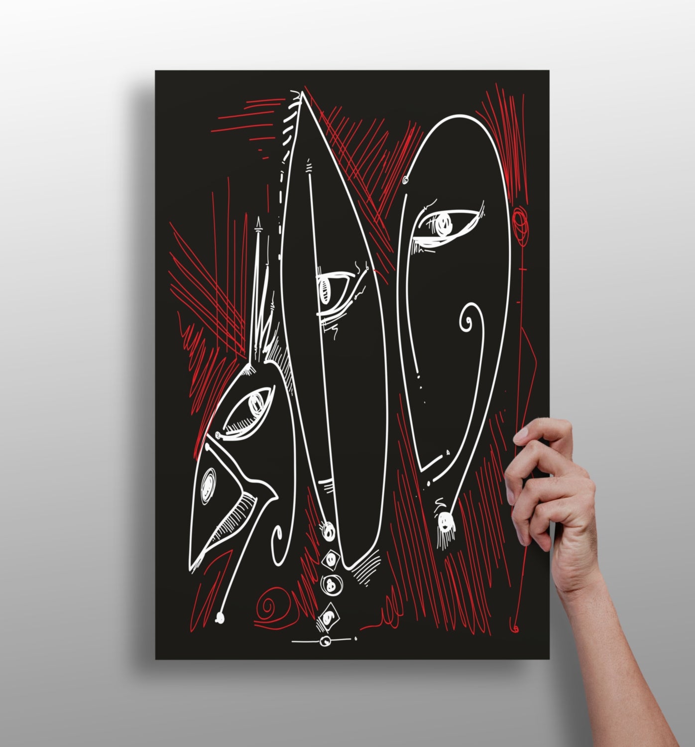 Abstract Art Faces Aluminum Print.
