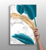 Teal Leaves Aluminum Print.