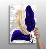 Navy Blue Leaves Aluminum Print.