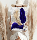 Navy Blue Leaves Aluminum Print.