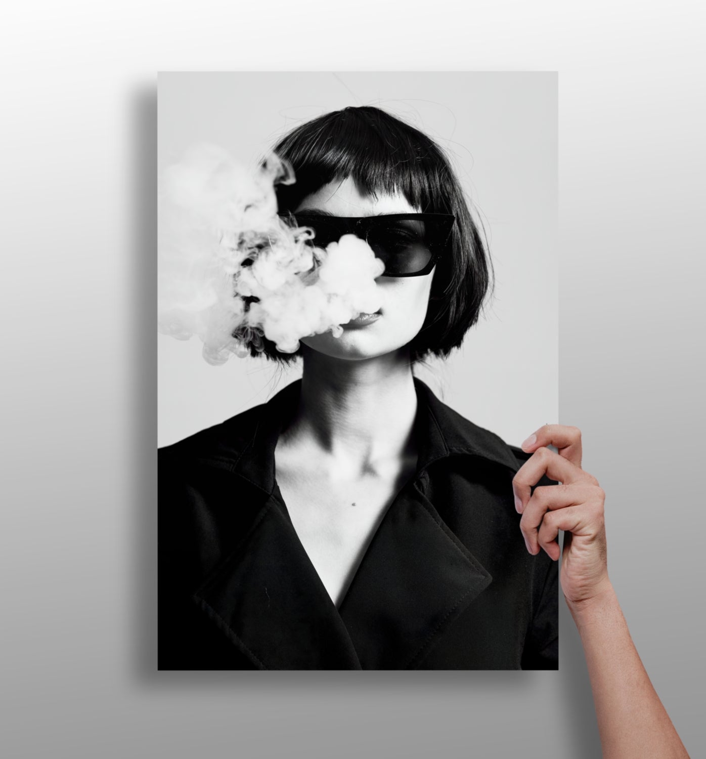 Woman in Smoke Aluminum Print.