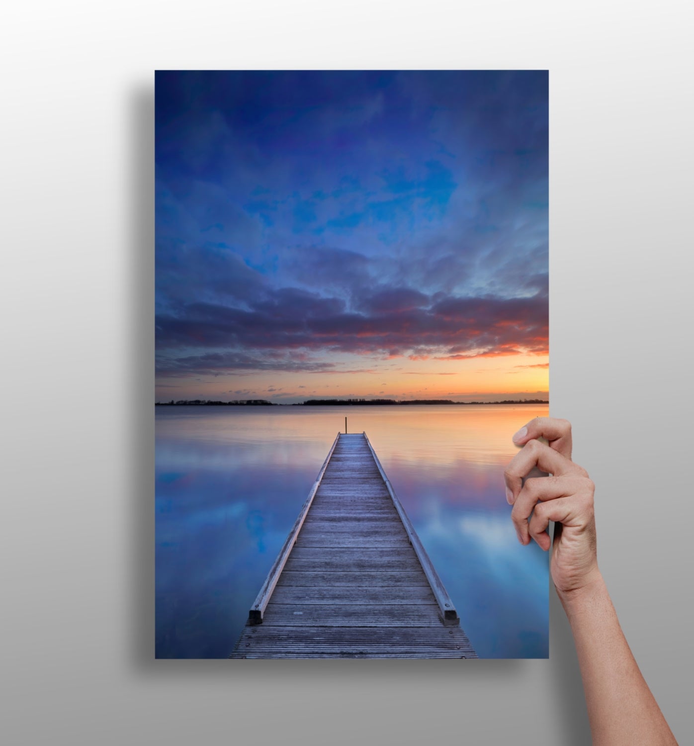 Dock View at Sunset Aluminum Print.