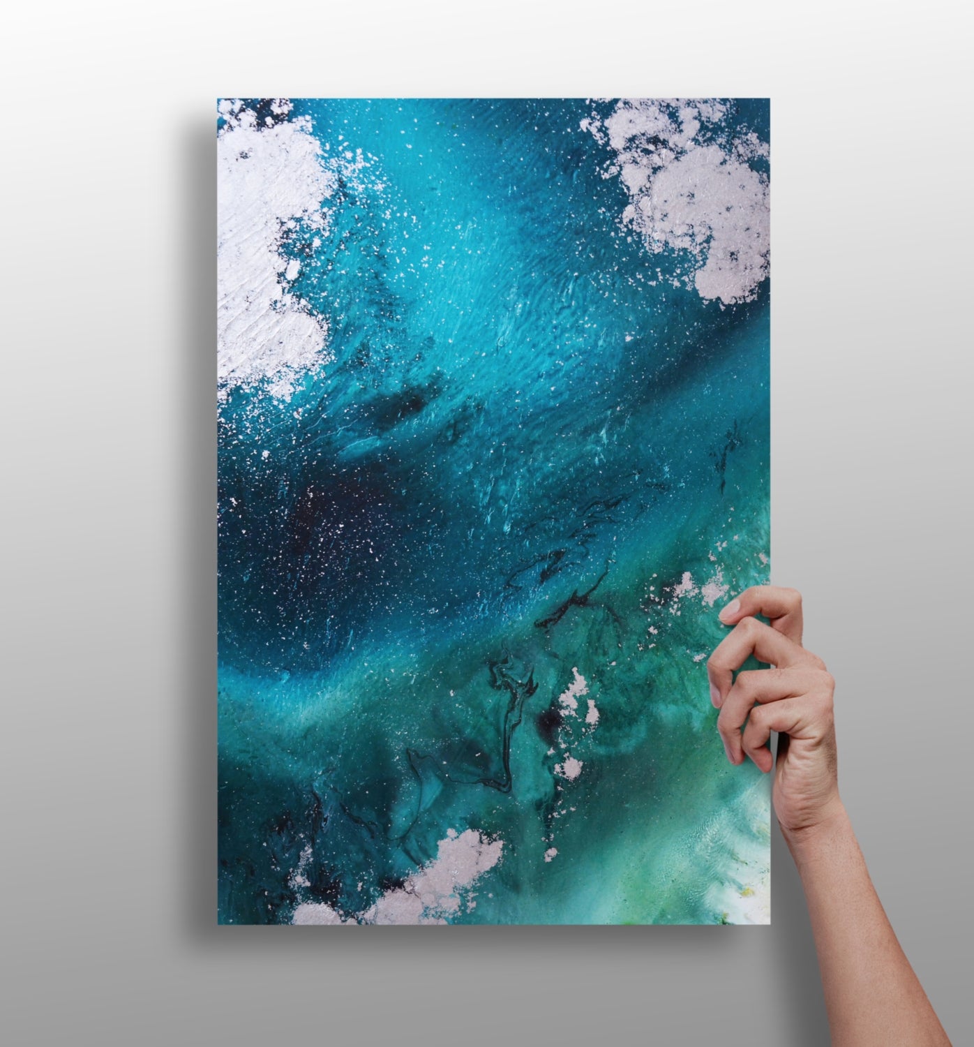 Abstract Paint Teal V1 Aluminum Print.