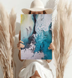 Abstract Paint Teal V2 Aluminum Print.