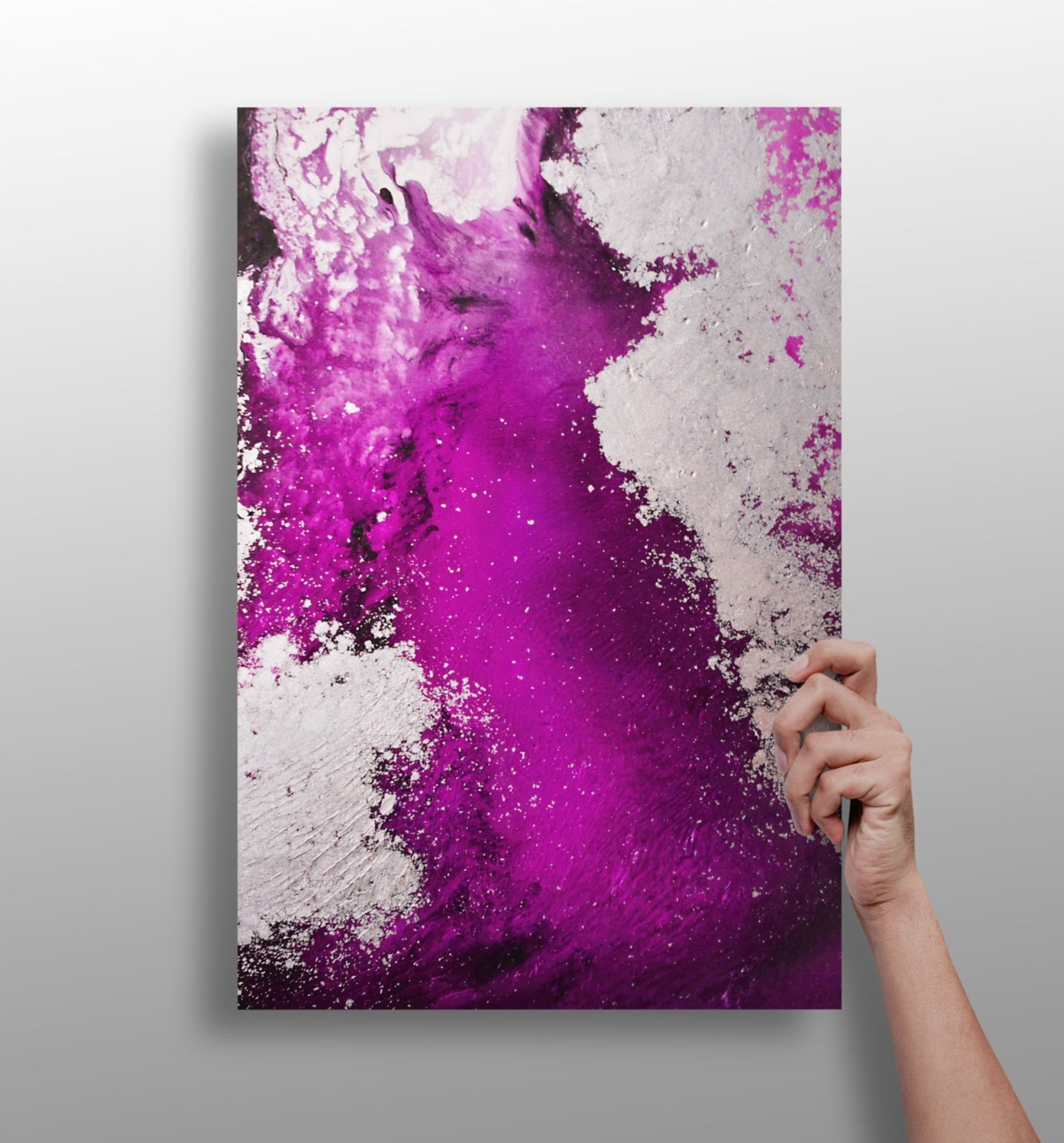 Abstract Paint Fuschia V1 Aluminum Print.