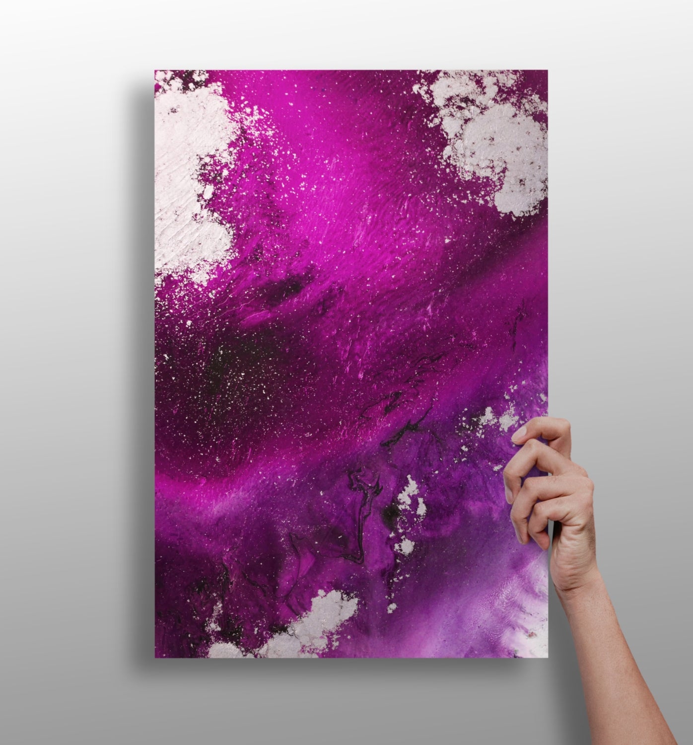 Abstract Paint Fuschia V3 Aluminum Print.