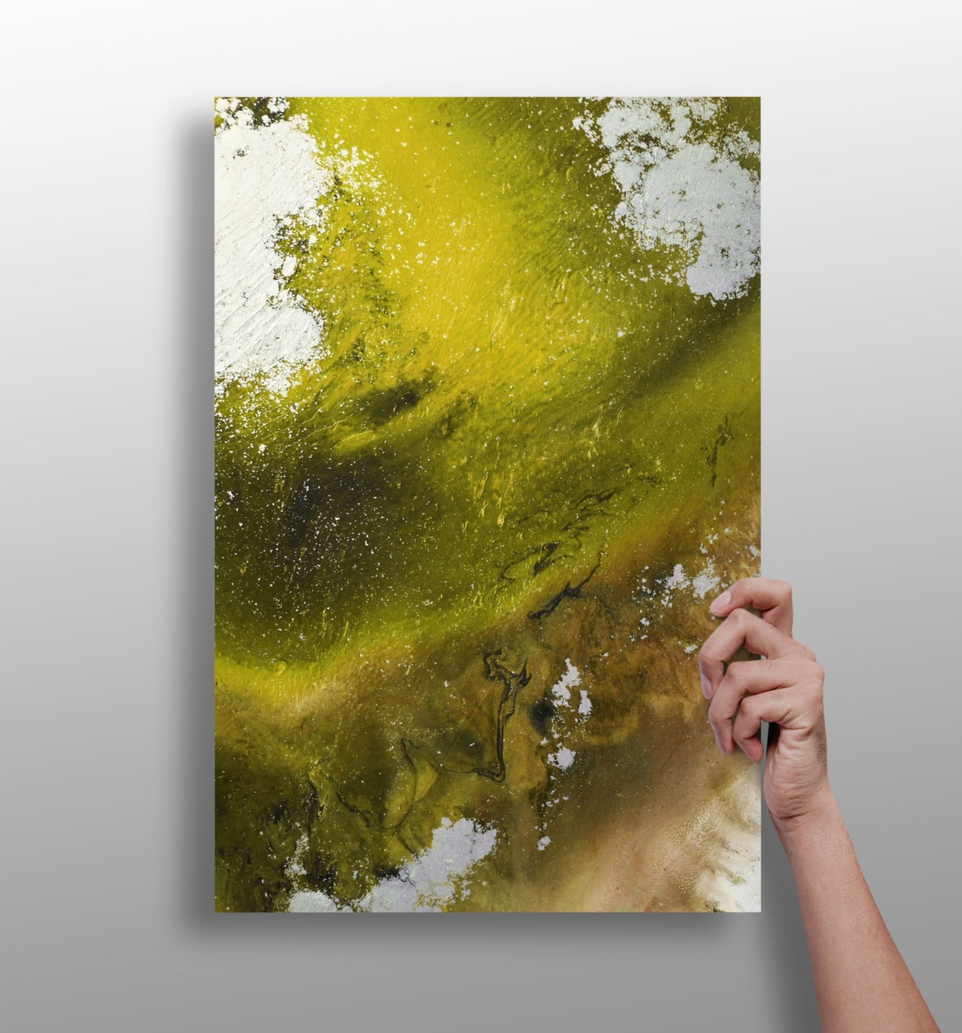 Abstract Paint Yellow V3 Aluminum Print.
