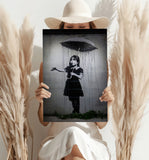 Banksy Style Rain Aluminum Print.