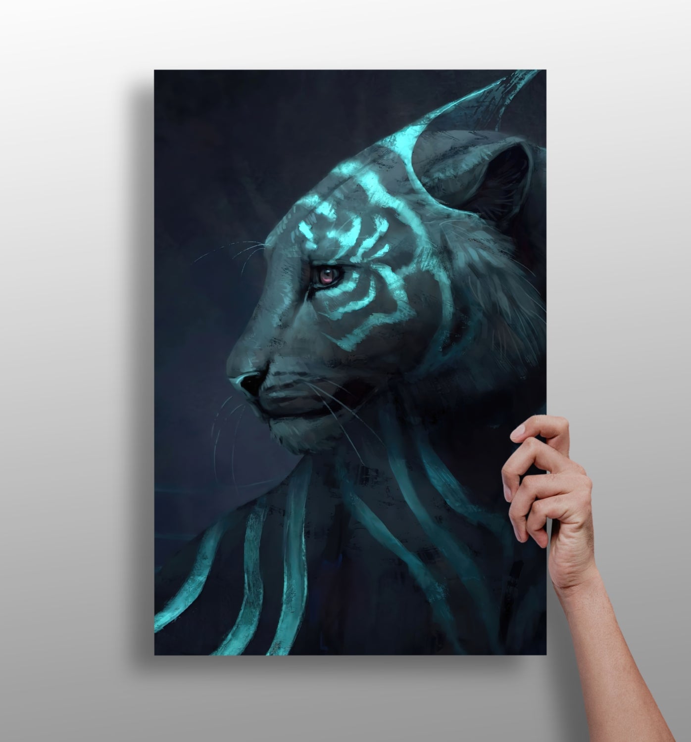 Futuristic Tiger Aluminum Print.