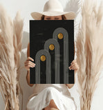 Abstract Line Art Dots and Lines Aluminum Print.