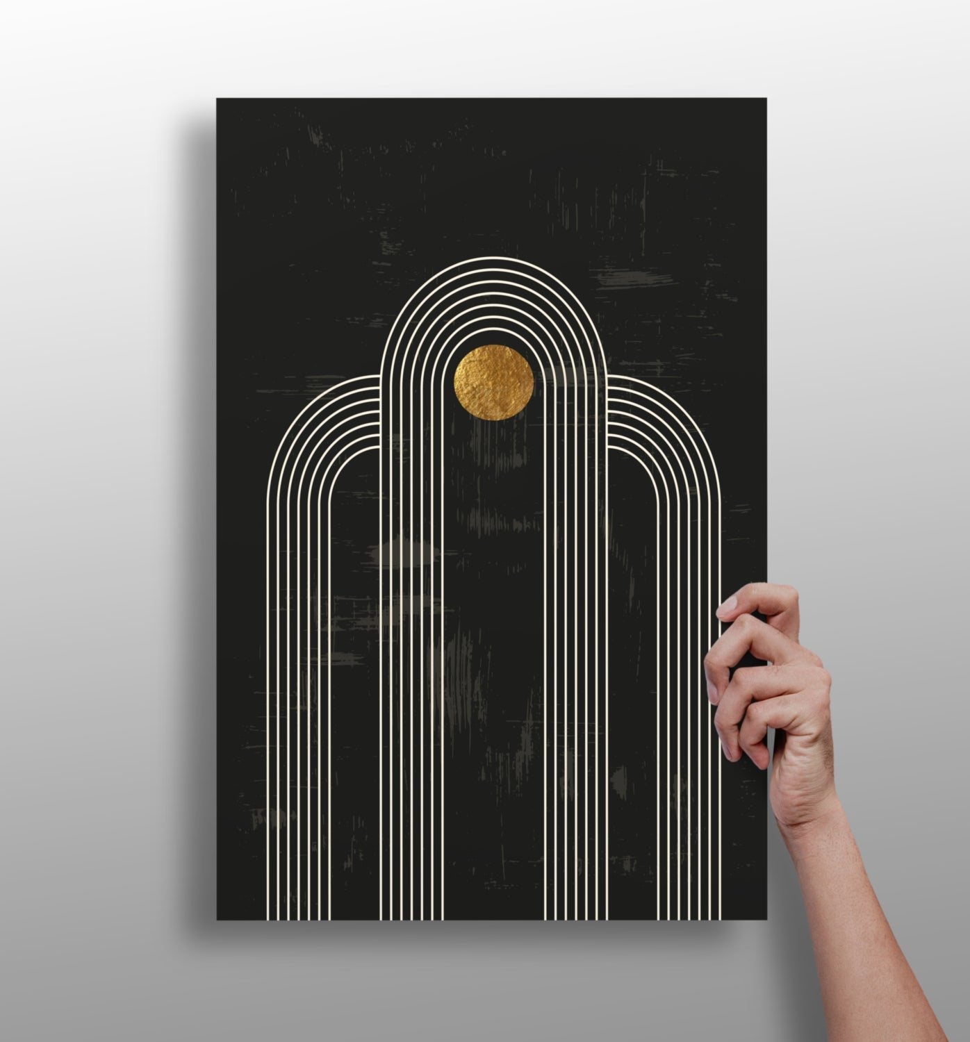 Abstract Line Art Dots and Lines Aluminum Print.