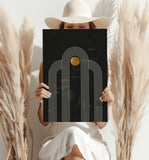 Abstract Line Art Dots and Lines Aluminum Print.