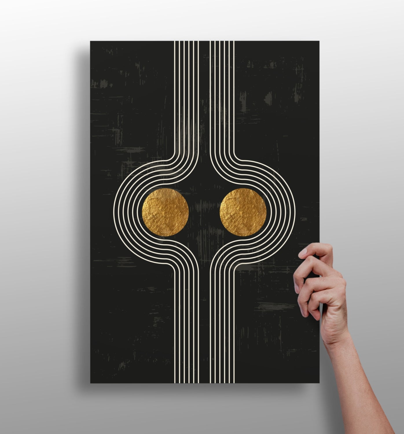 Abstract Line Art Dots and Lines Aluminum Print.