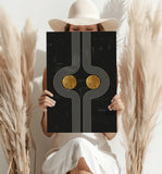 Abstract Line Art Dots and Lines Aluminum Print.