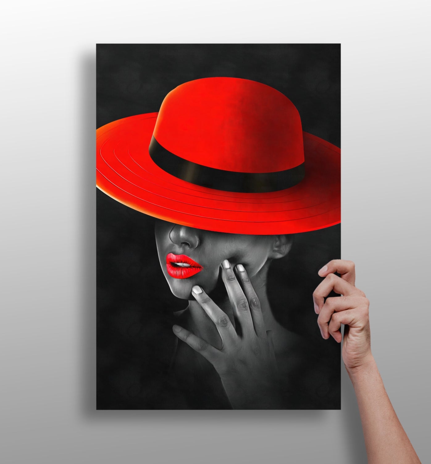 Woman with Red Hat Aluminum Print.