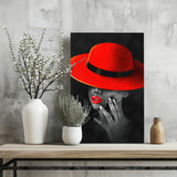 Woman with Red Hat Aluminum Print.