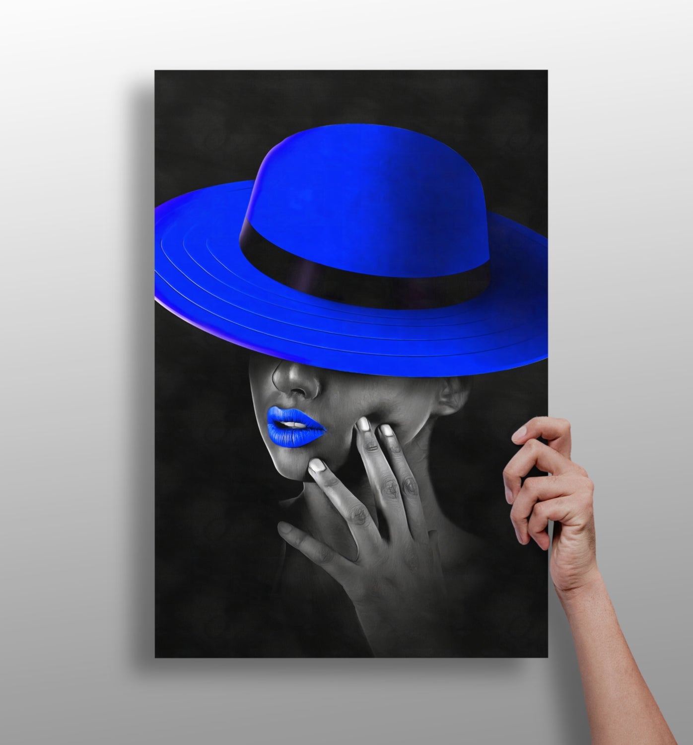 Woman with Blue Hat Aluminum Print.