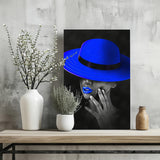 Woman with Blue Hat Aluminum Print.