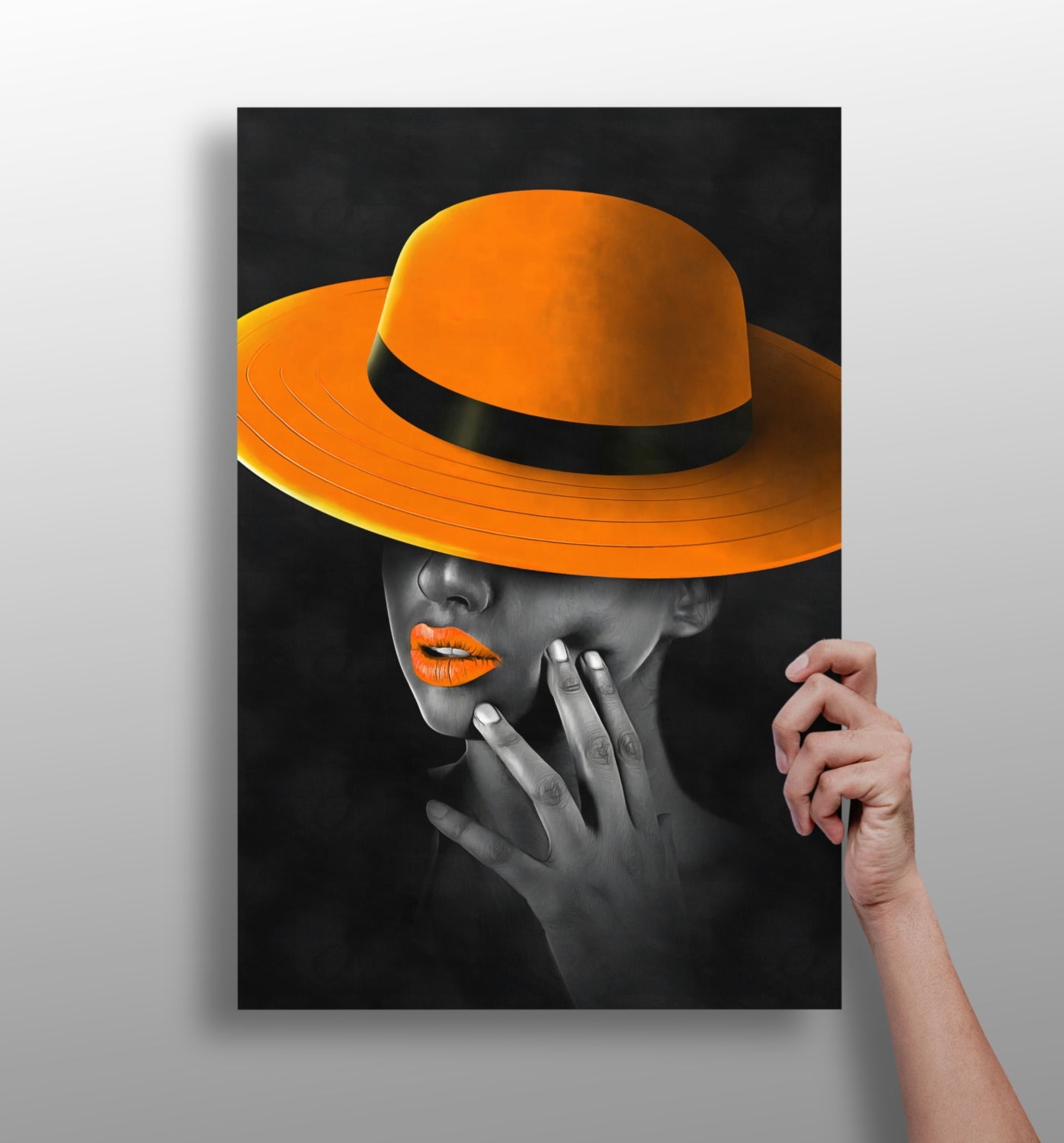 Woman with Orange Hat Aluminum Print.