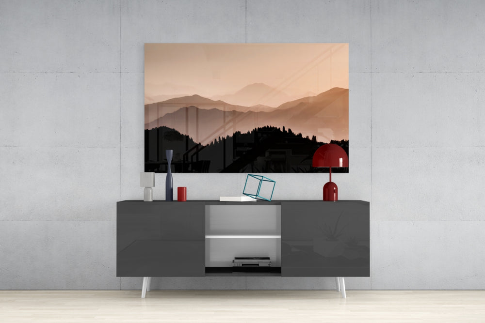 Mountains Glass Wall Art.