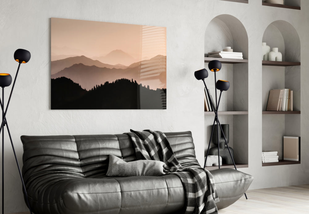 Mountains panel adding calming mood to a meditation corner