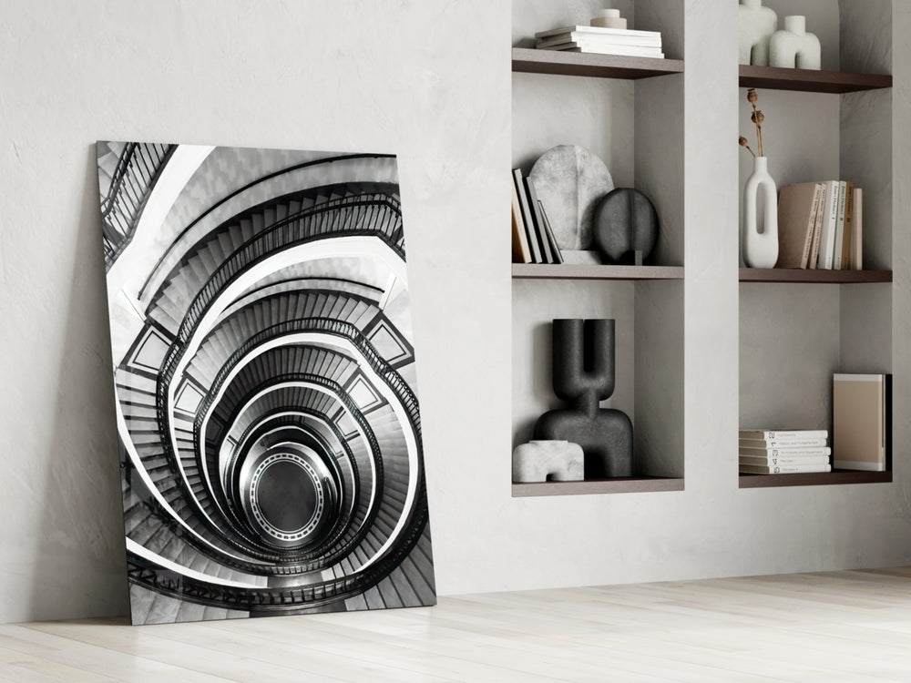 Loop artwork anchoring a wall with moody architectural palette