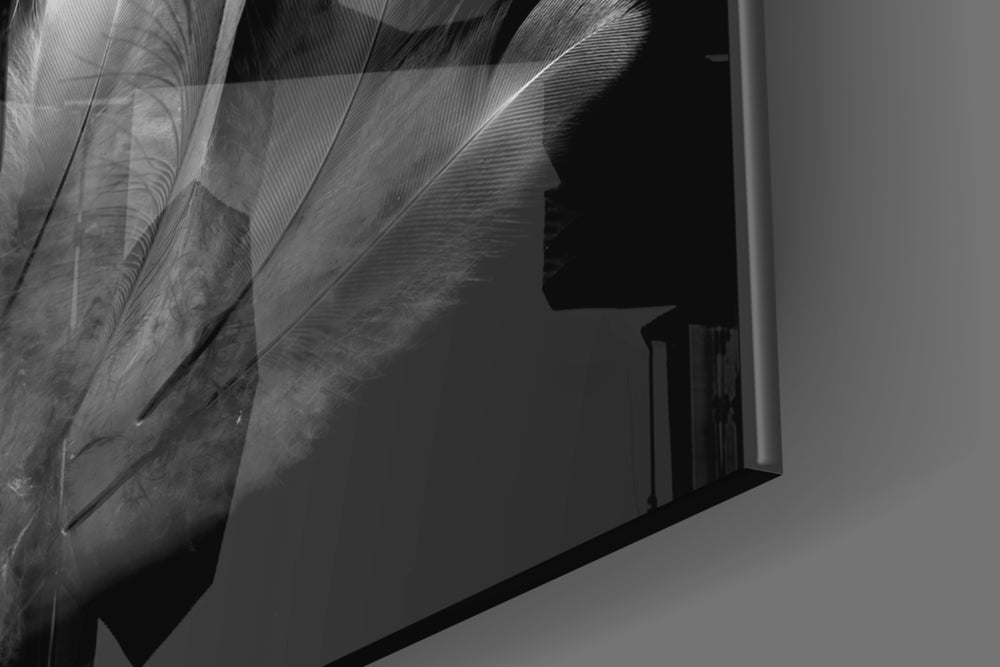 Feather panel catching low light to reveal its tactile down