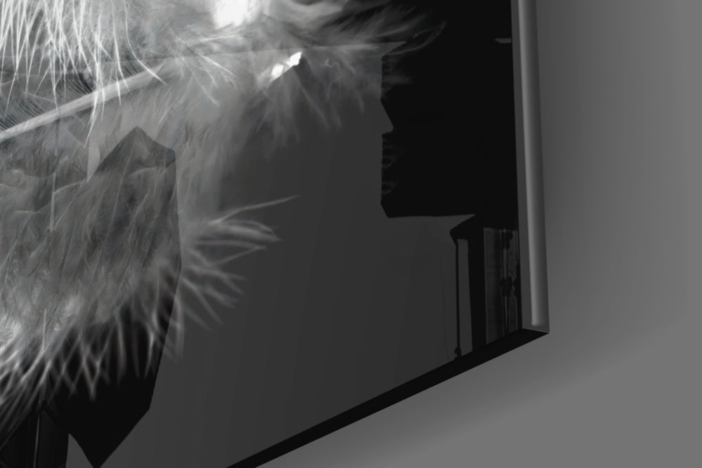 Feather panel catching low light to reveal its tactile down