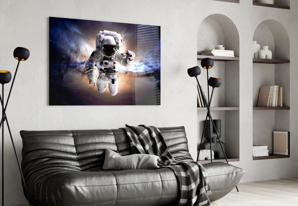 Astronaut panel adding statement mood to a man's office