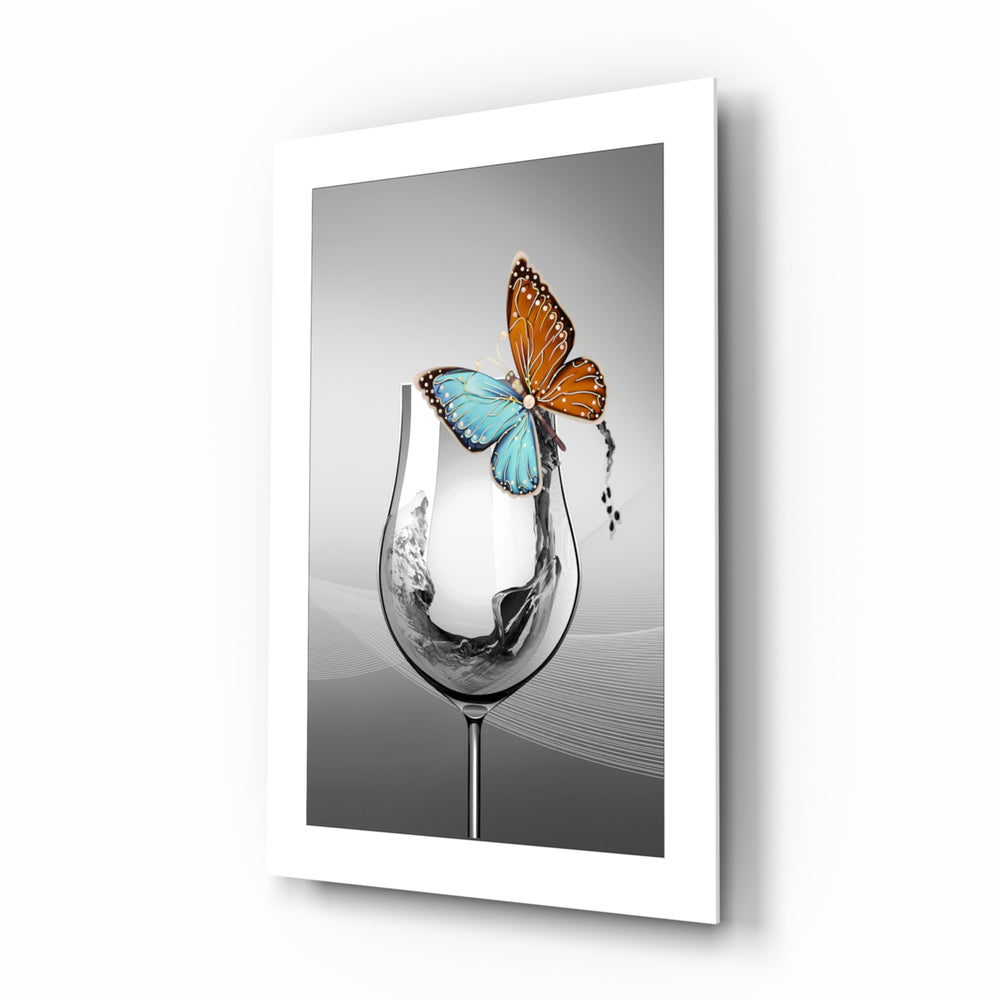 Surreal-still panel bringing conceptual drama to a contemporary wine cellar