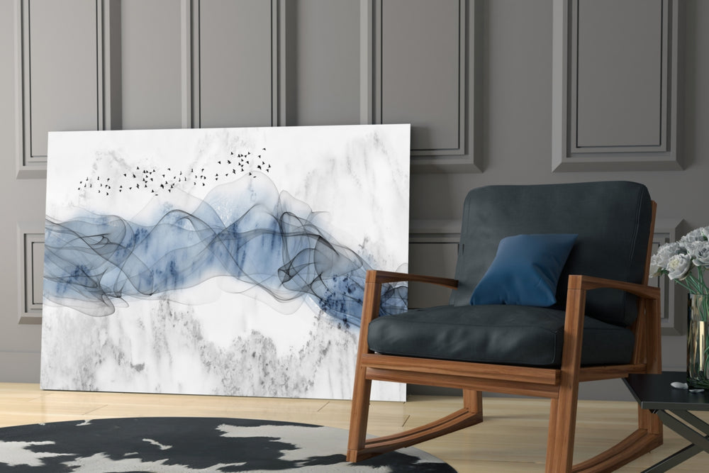 Ink Drift artwork anchoring a wall with serene modern palette