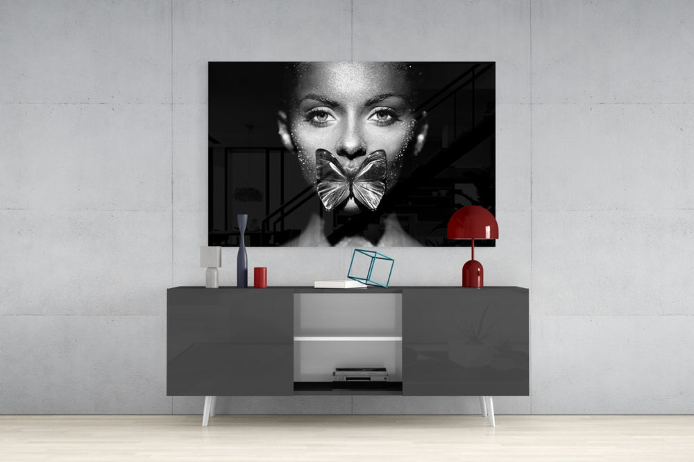 Butterfly Woman Glass Wall Art.