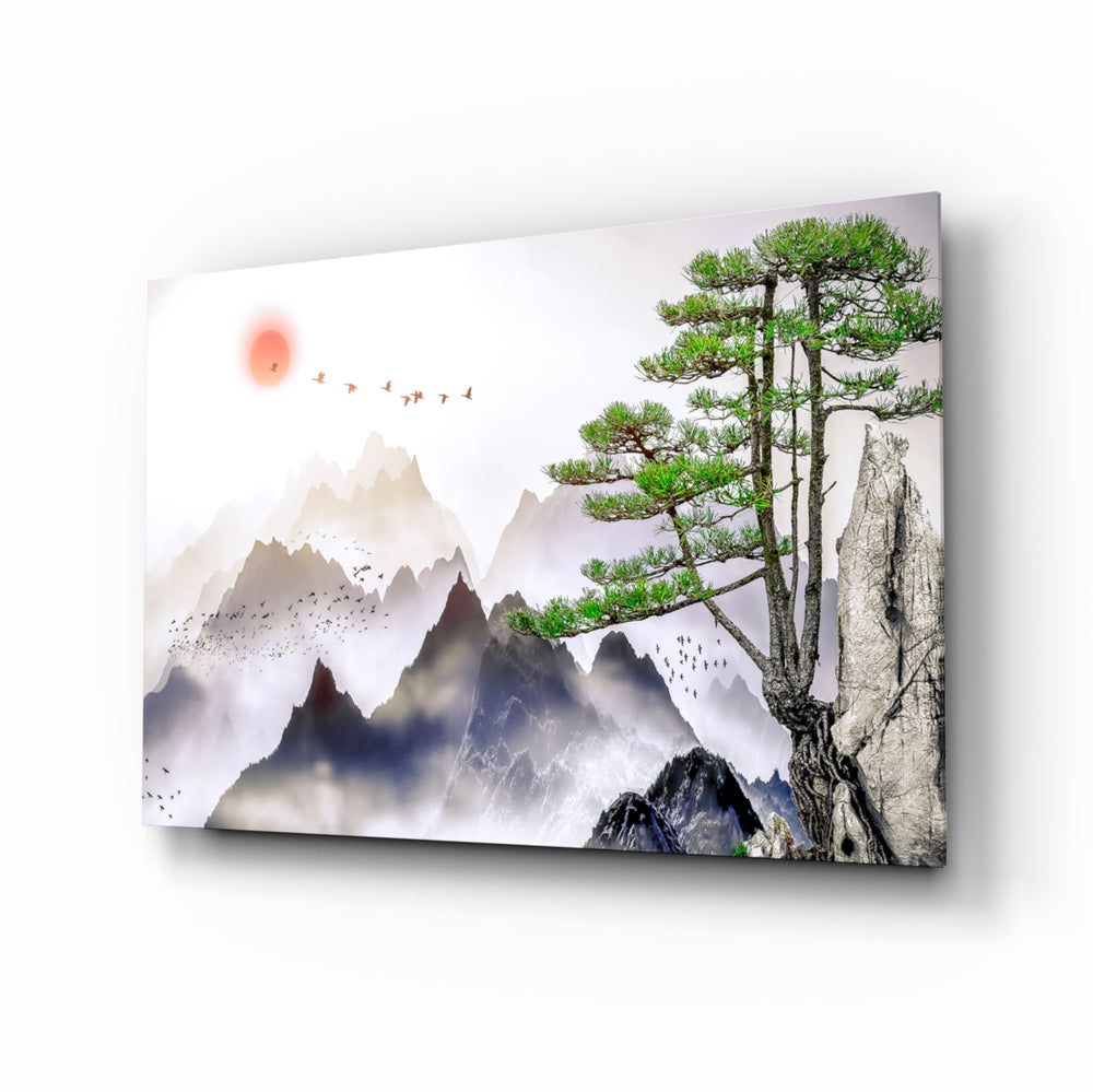 Sumi-e panel bringing oriental drama to a contemporary living space