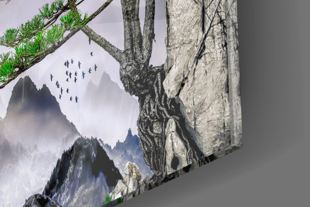 Mountain Pine panel catching gallery light to reveal its tactile wash
