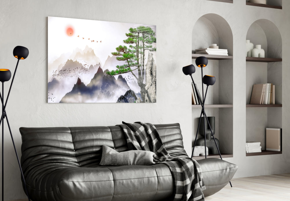 Mountain Pine panel adding reflective mood to a meditation corner
