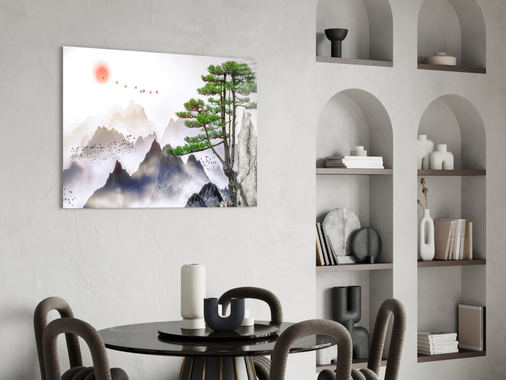 Mountain Pine glass print enhancing a study with editorial spirit